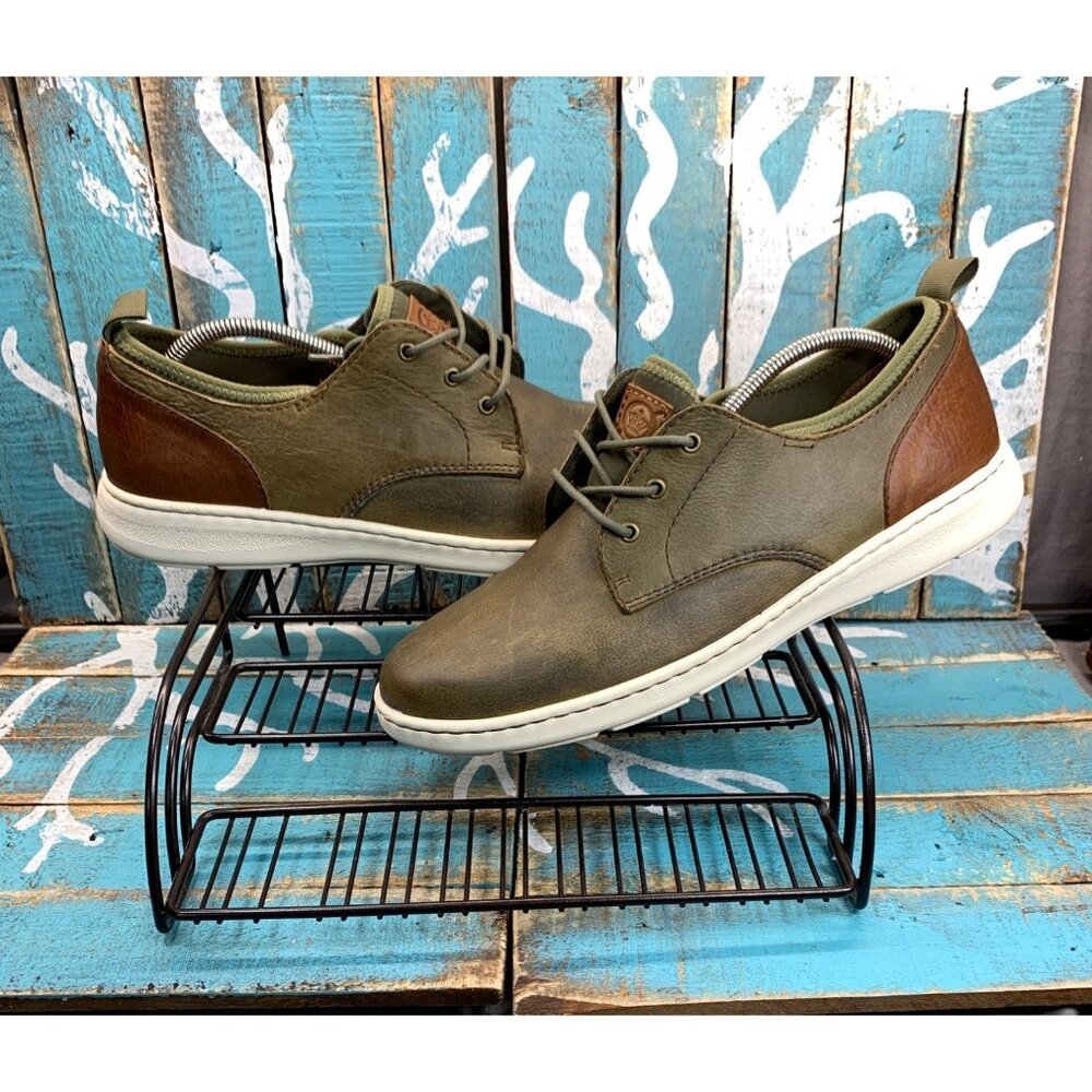 Born Mens Green Leather Marcus Casual Oxford Sneaker Lightweight Size 12M